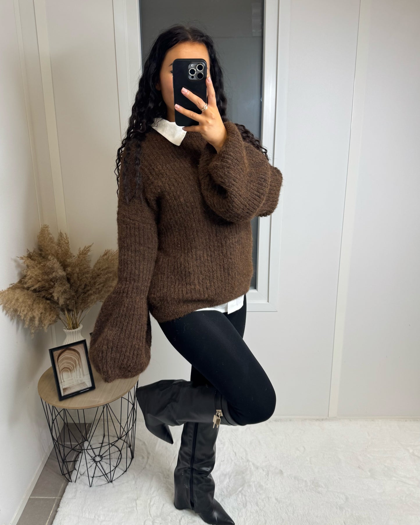 Pull manche bouffante Sora choco