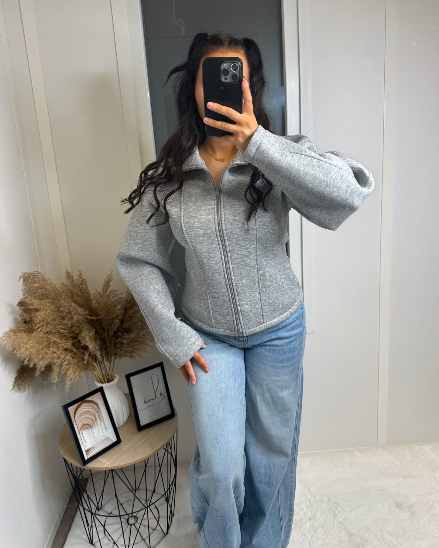 Veste zip Za gris