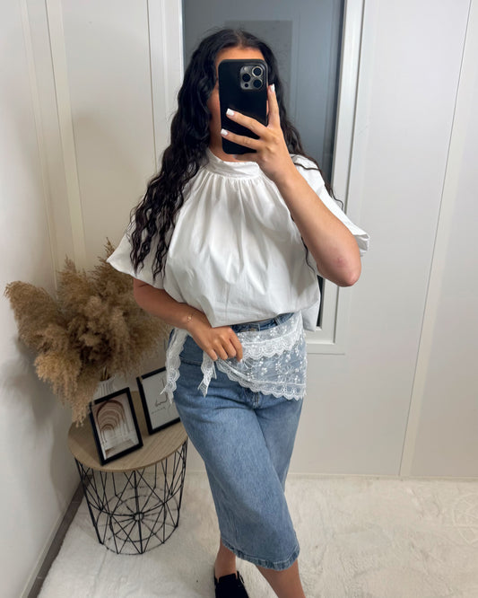 Chemise dos ouvert manche courte blanc