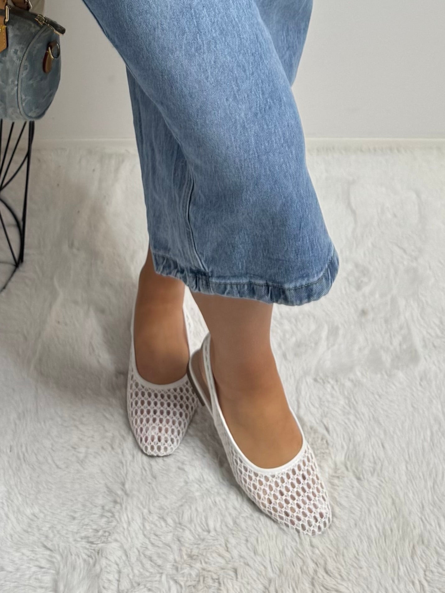 Ballerine résille Hajar blanc