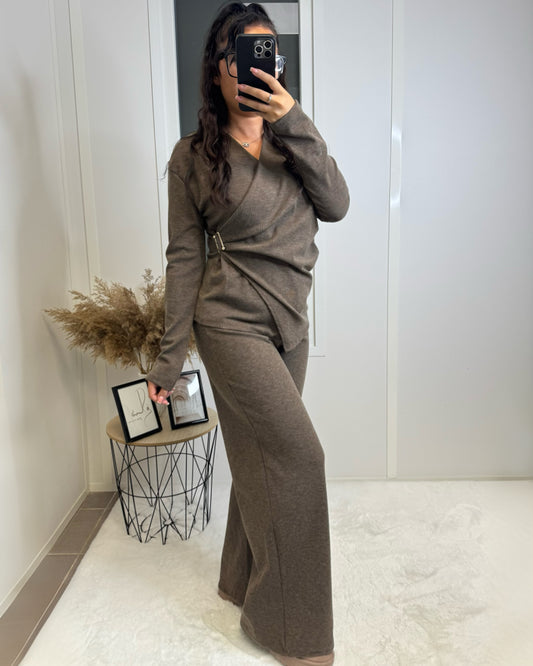 Ensemble broche taupe