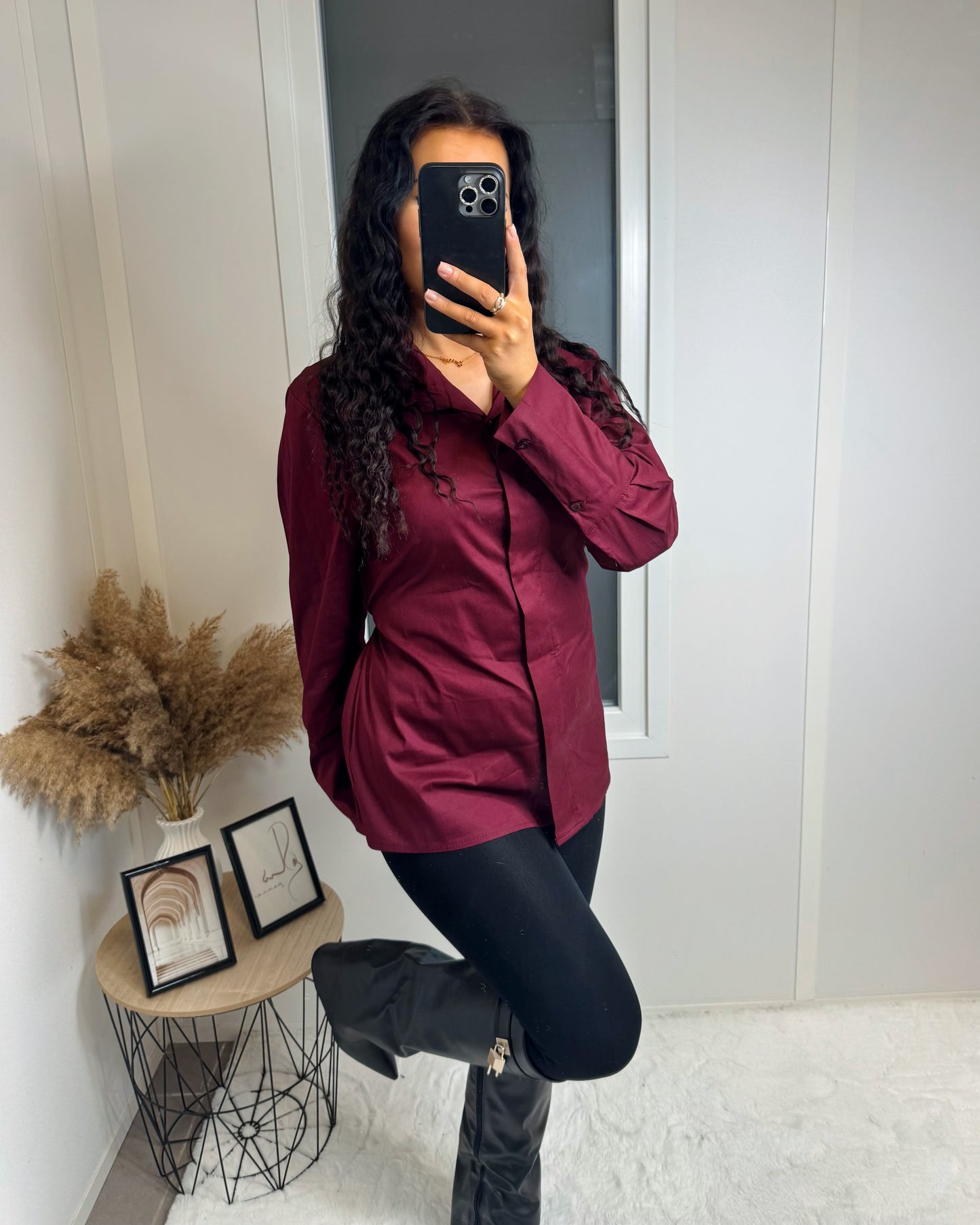 Chemise ceintré Lara bordeaux