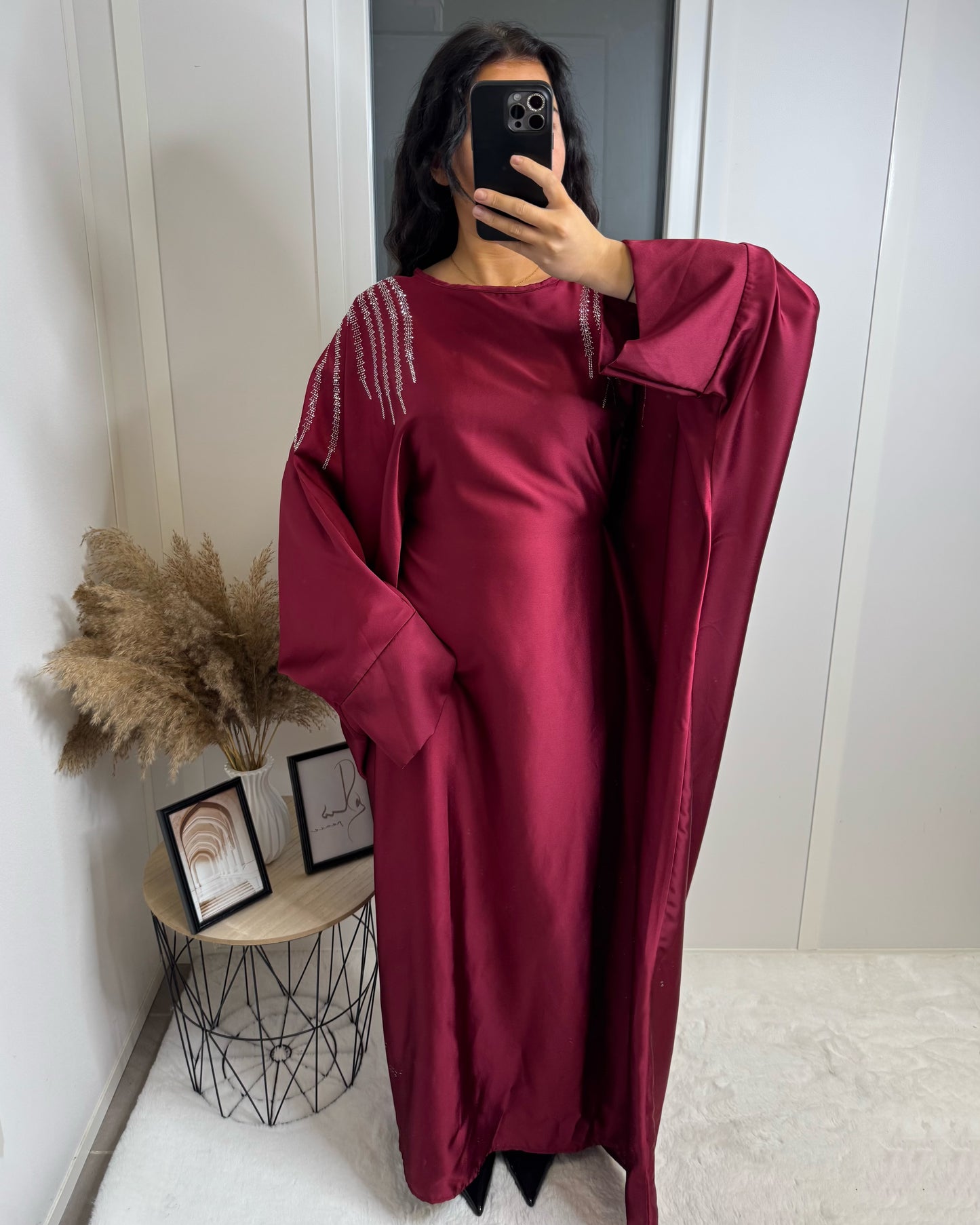 Abaya strass Tesnim bordeaux