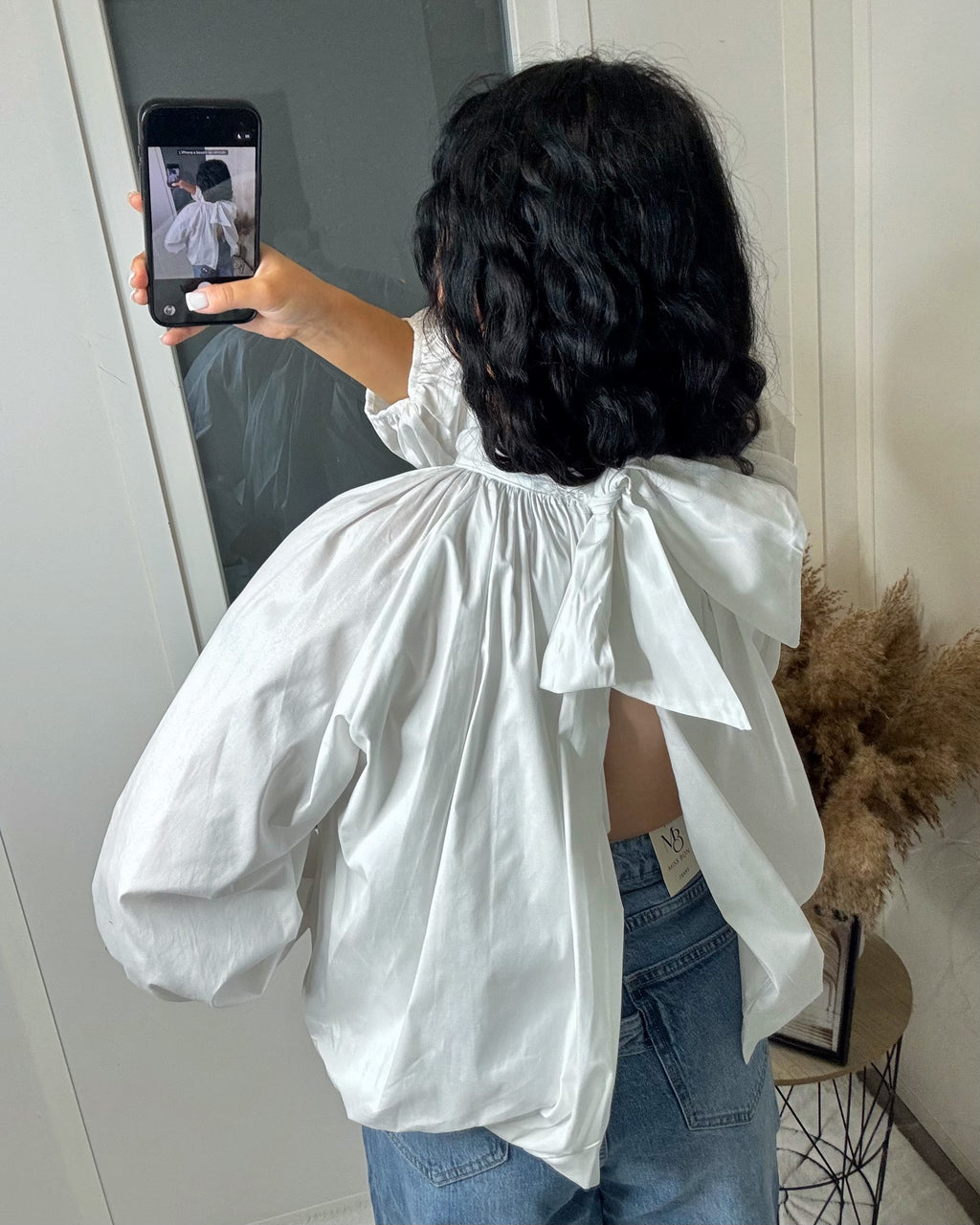 Chemise dos ouvert manche longue blanc