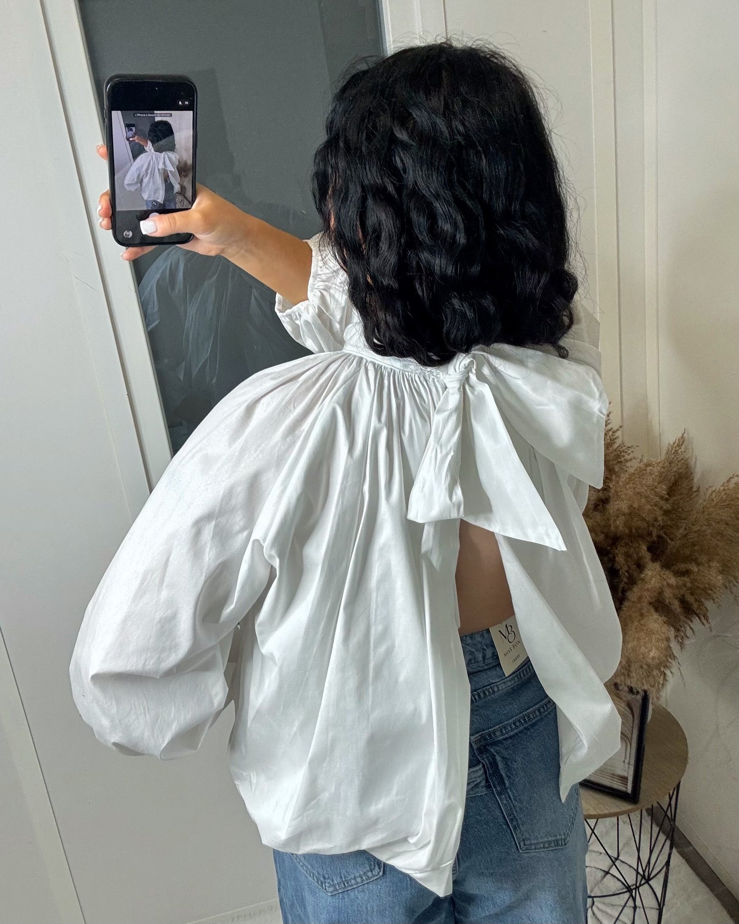 Chemise dos ouvert manche longue blanc