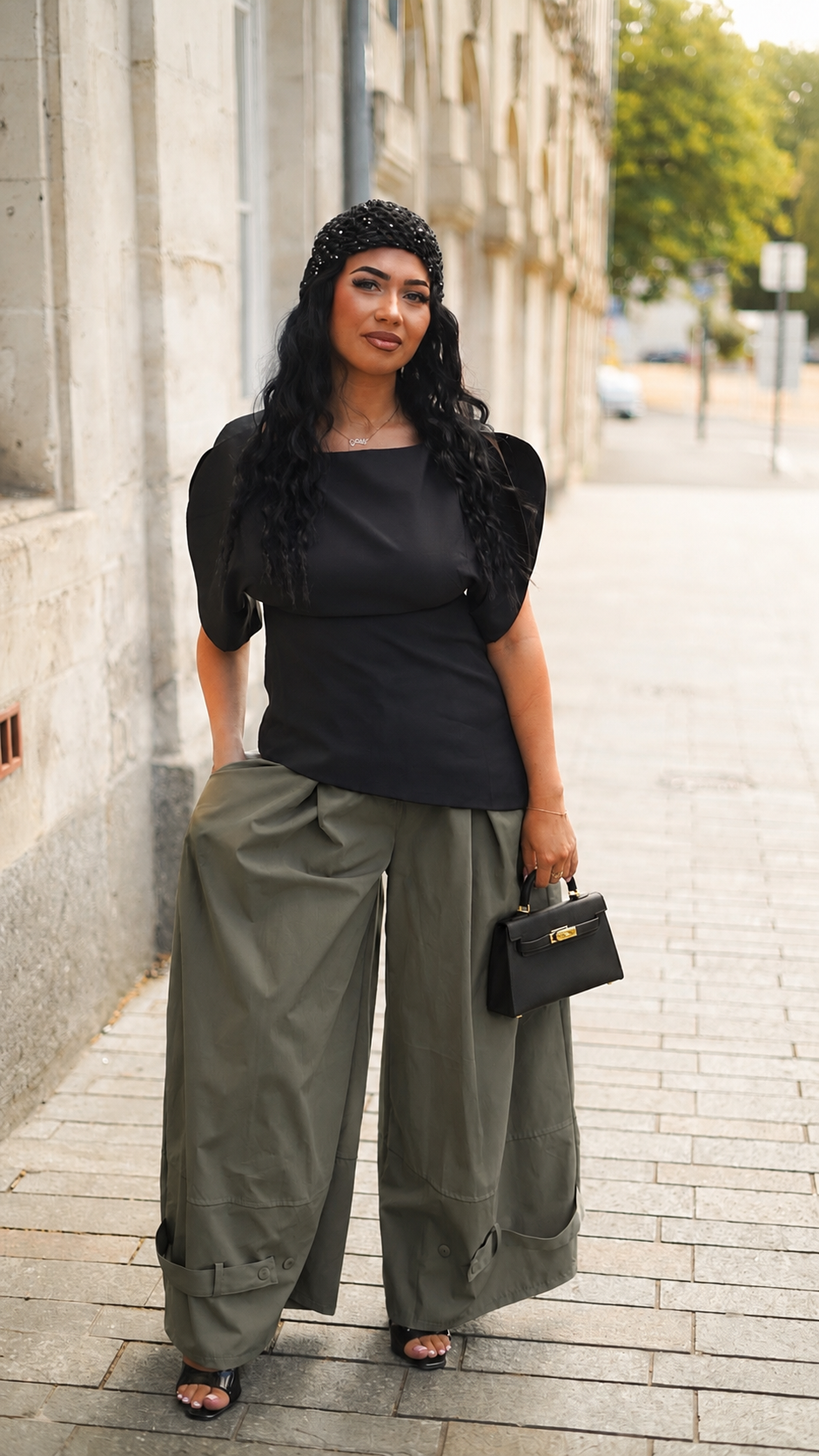 Pantalon parachute palazzo