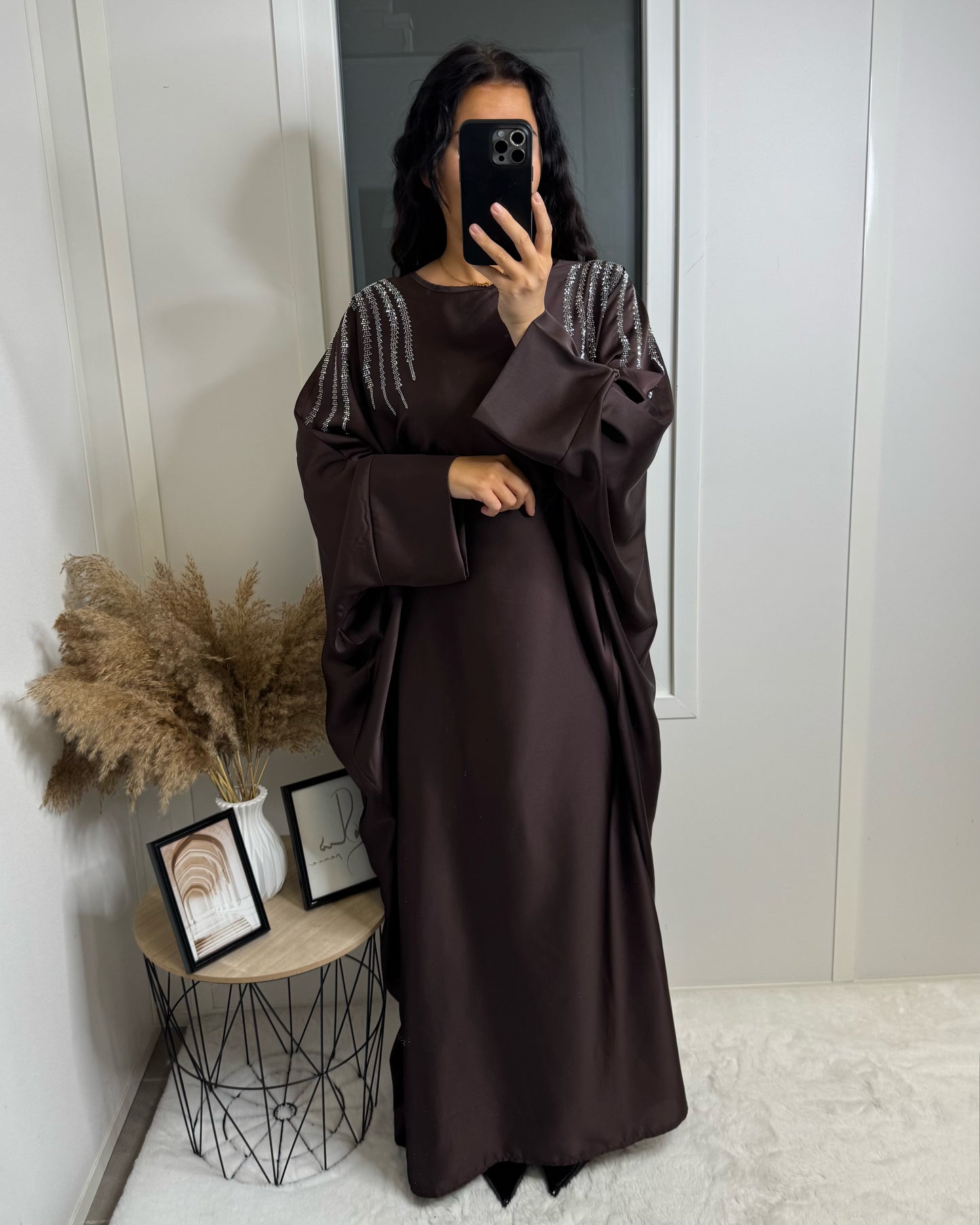 Abaya strass Tesnim choco
