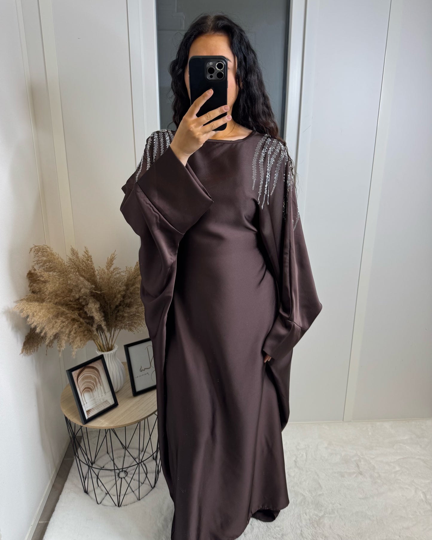 Abaya strass Tesnim choco