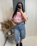Chemise dos ouvert manche courte rose