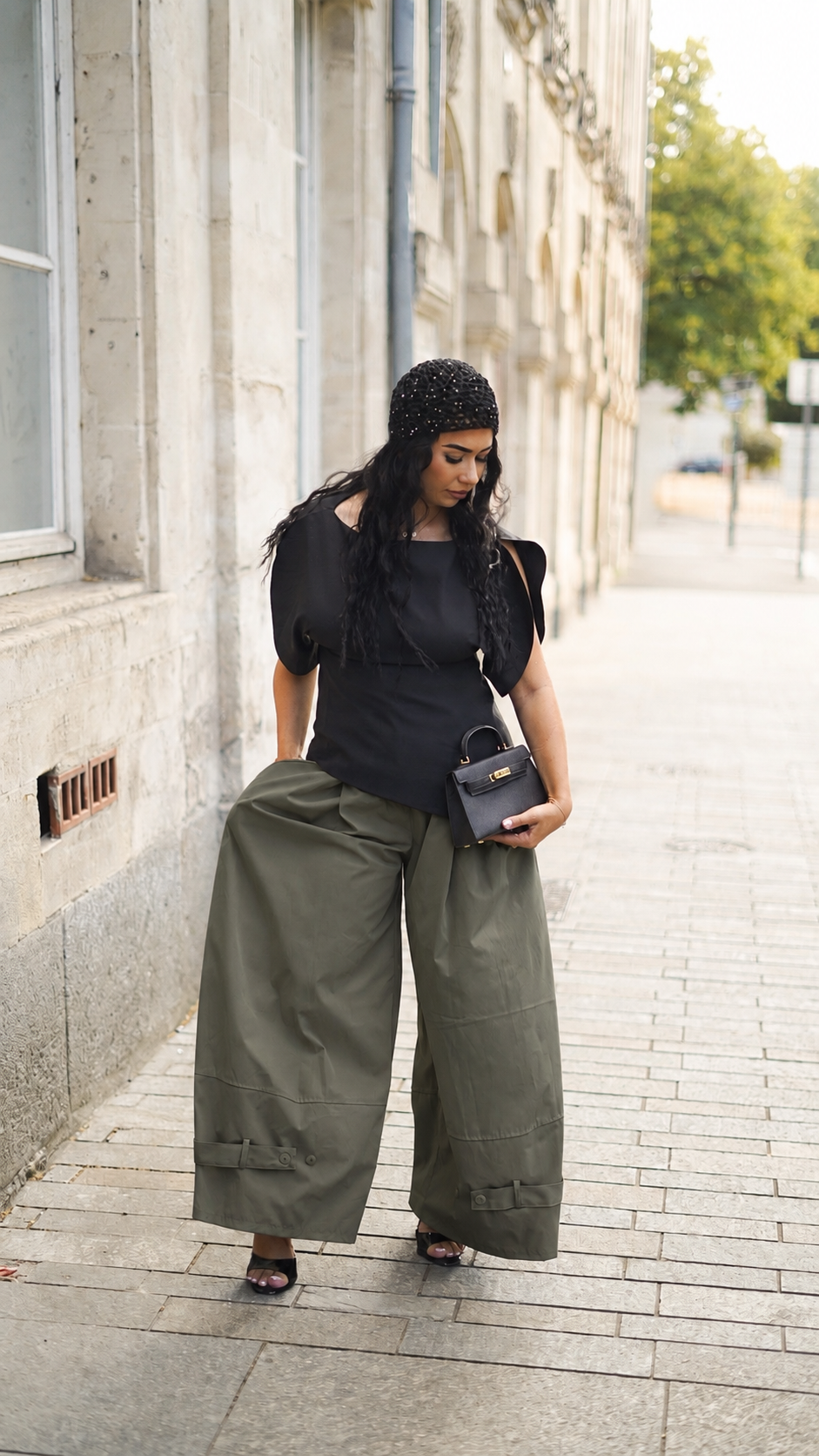 Pantalon parachute palazzo