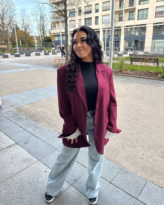 Blazer oversize rayure bordeaux