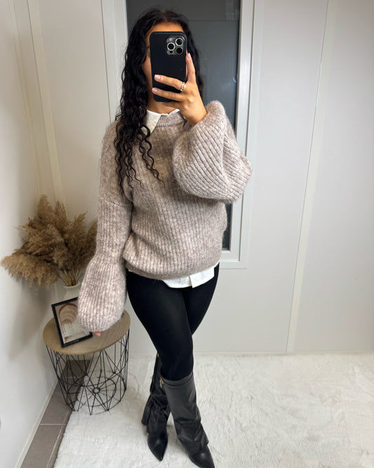 Pull manche bouffante Sora beige