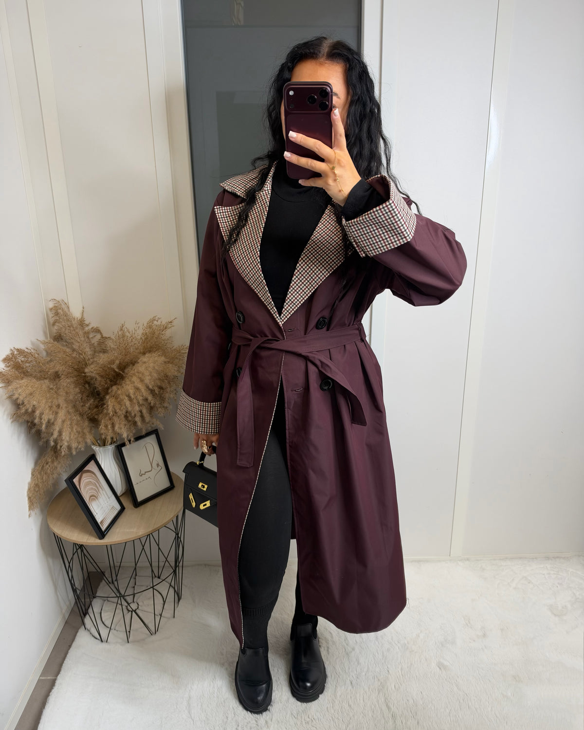 Trench long imprimé