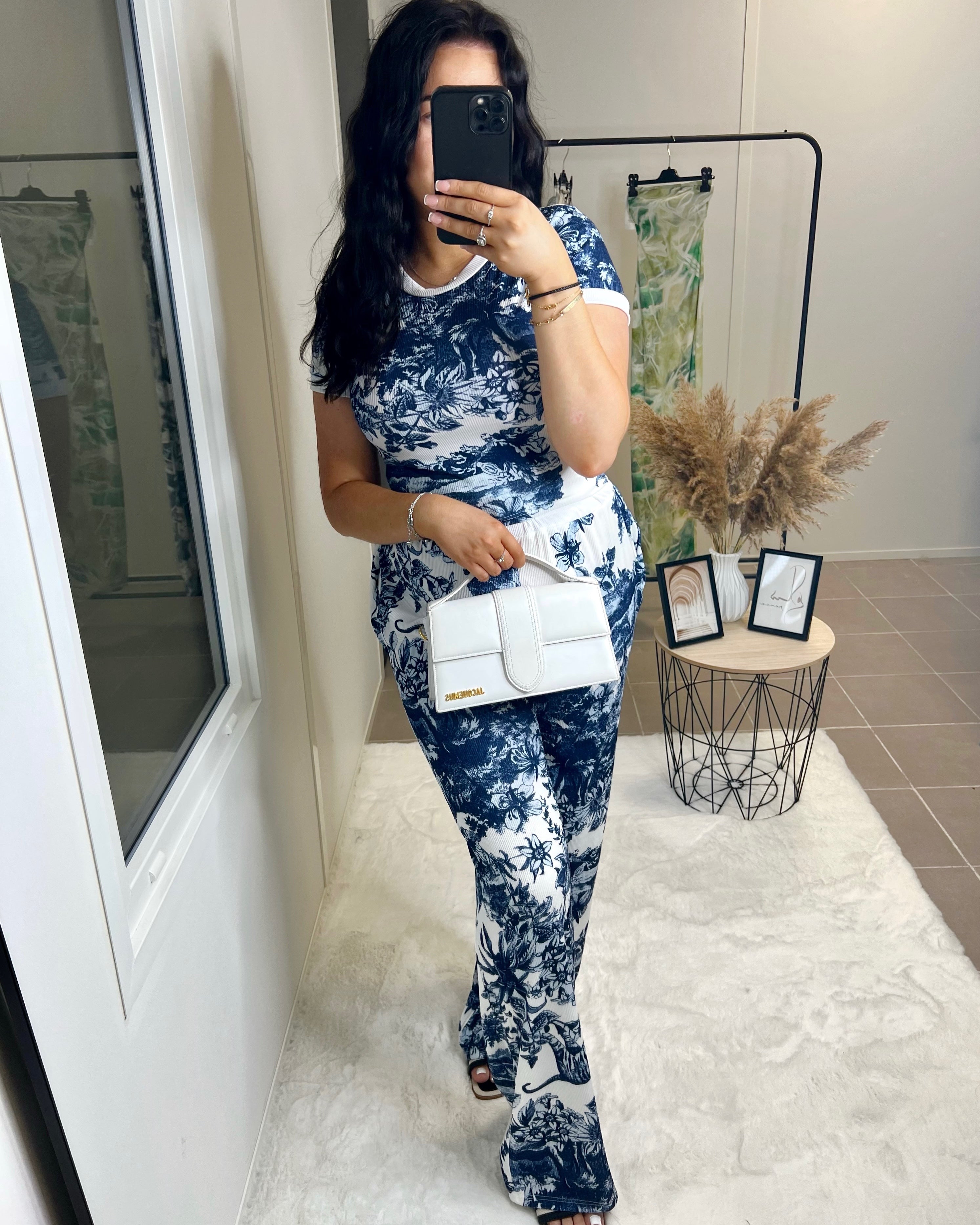 Ensemble motif Palma bleu
