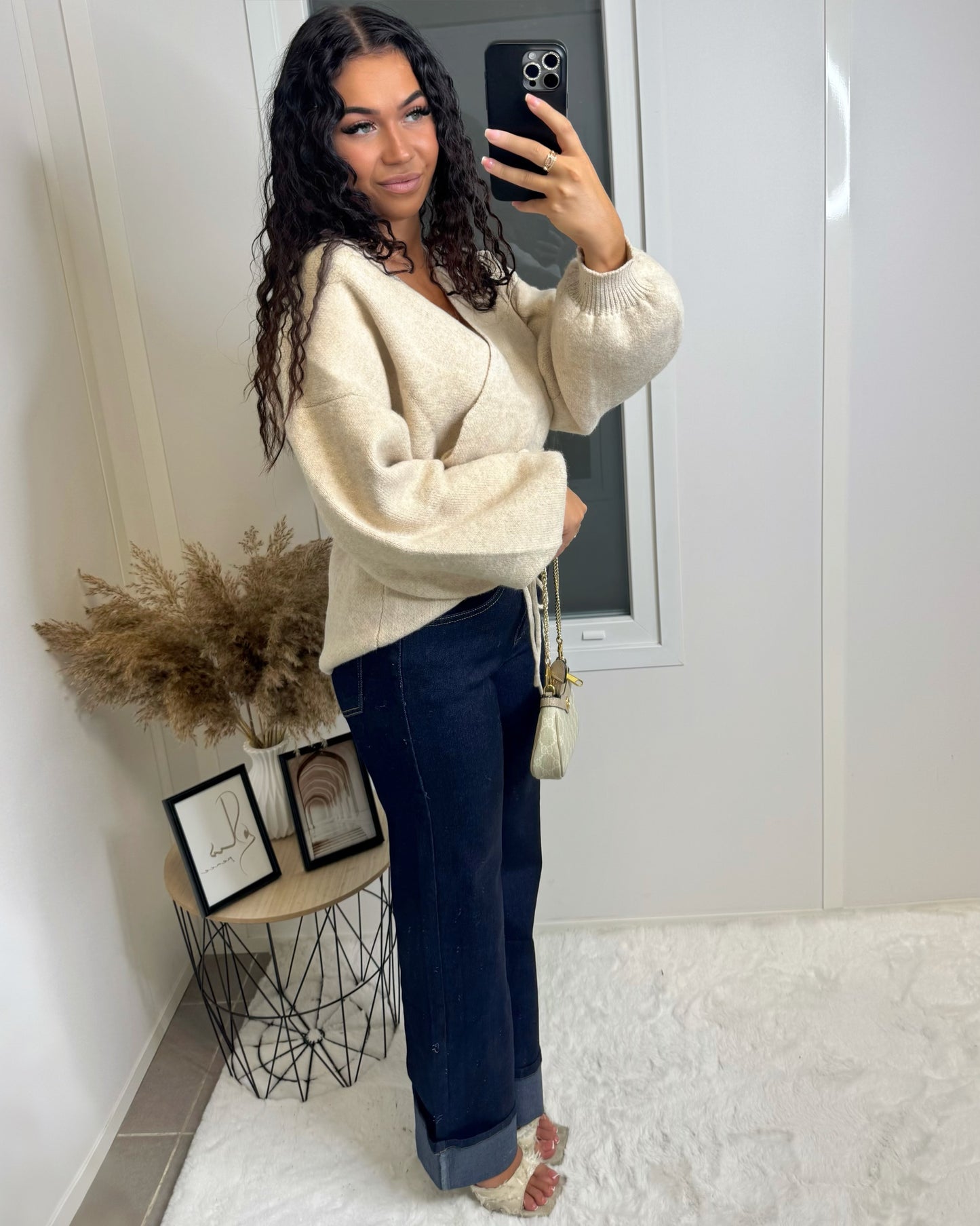Gilet cache cœur beige