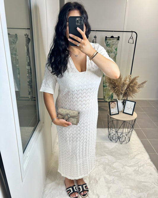 Robe crochet blanc