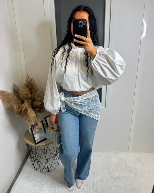 Foulard dentelle blanc