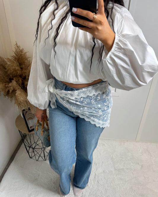 Foulard dentelle blanc