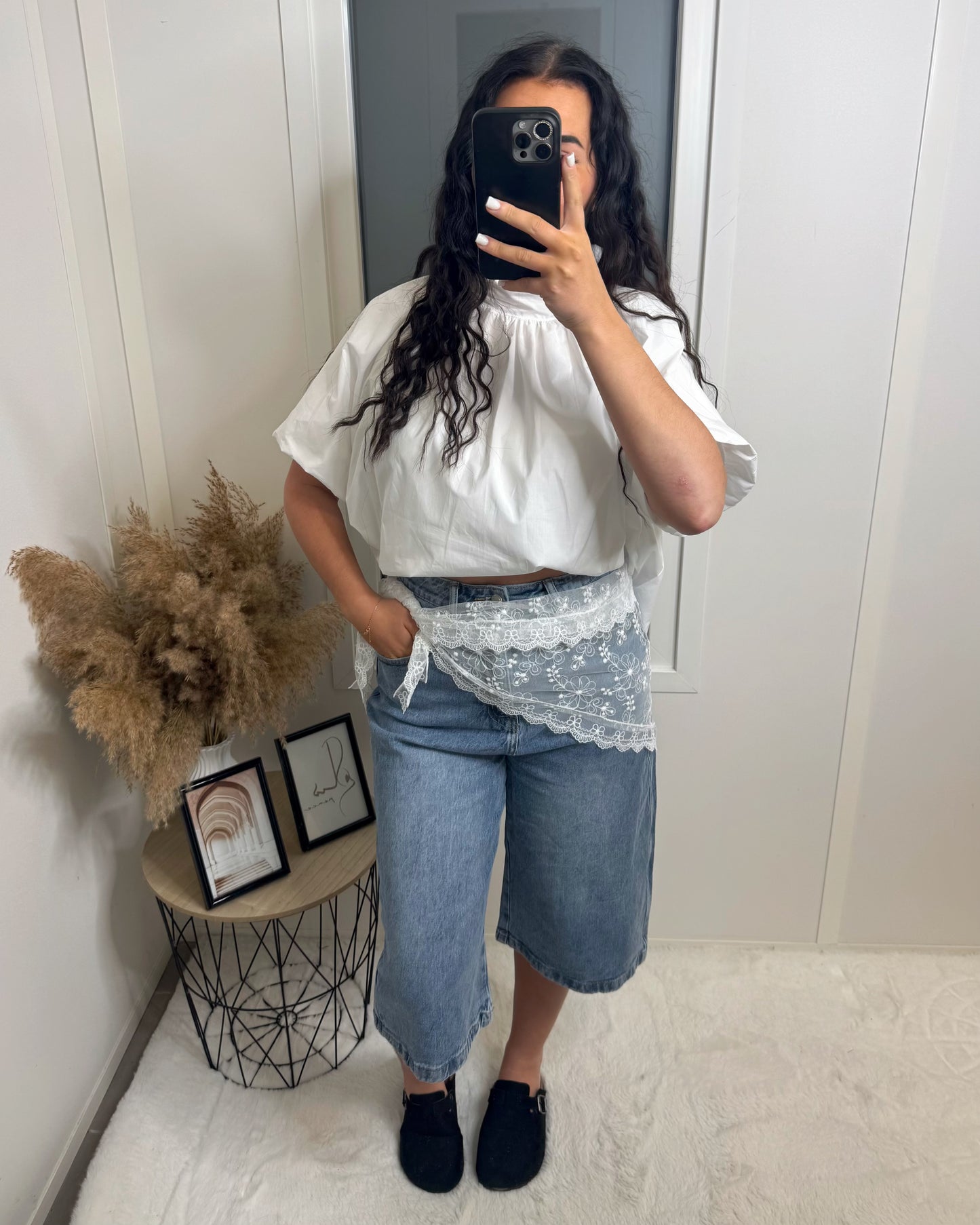 Chemise dos ouvert manche courte blanc