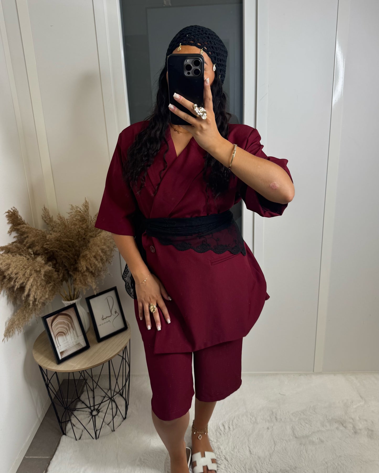 Ensemble Blazer Bermuda bordeaux