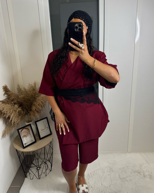 Ensemble Blazer Bermuda bordeaux