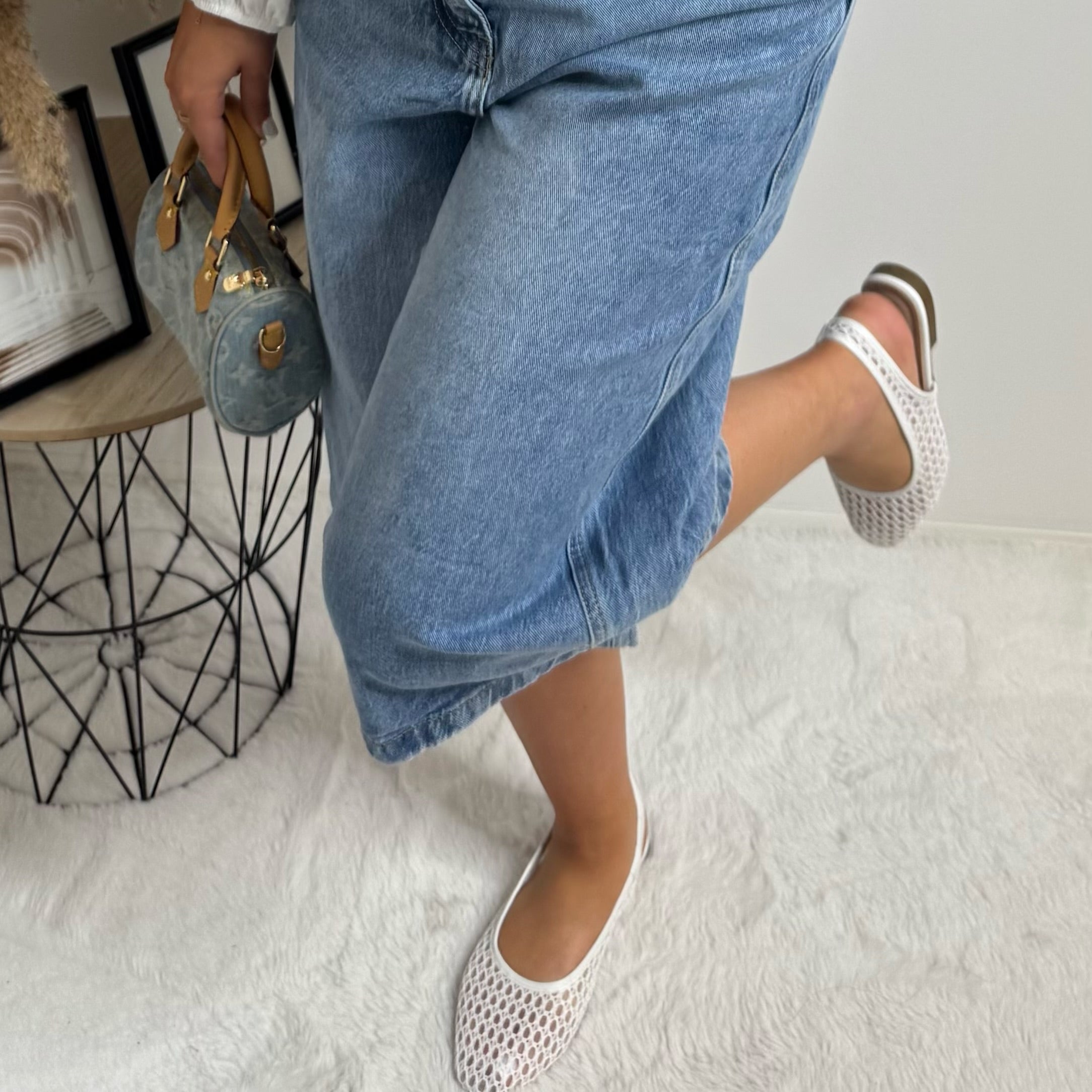 Ballerine résille Hajar blanc