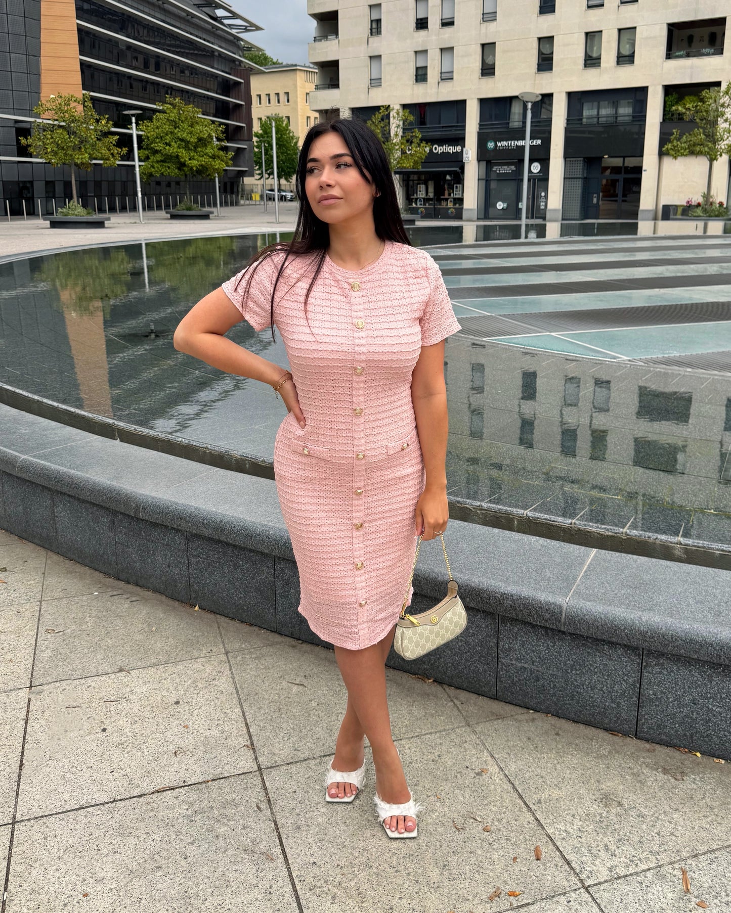 Robe Noor rose poudré
