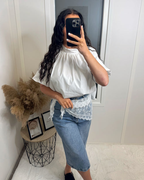 Chemise dos ouvert manche courte blanc