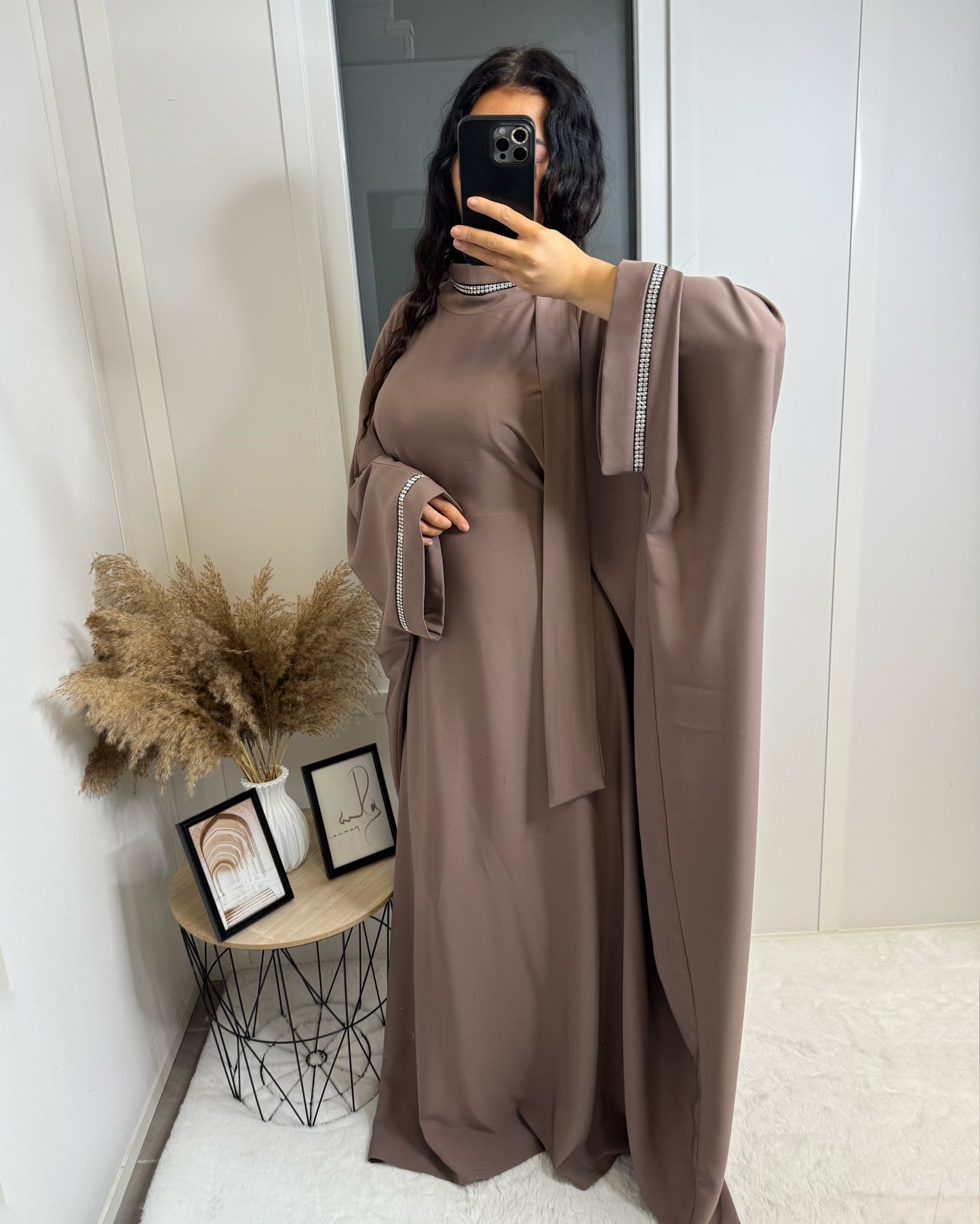 Abaya col Leïla taupe