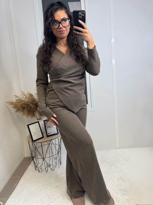 Ensemble broche taupe