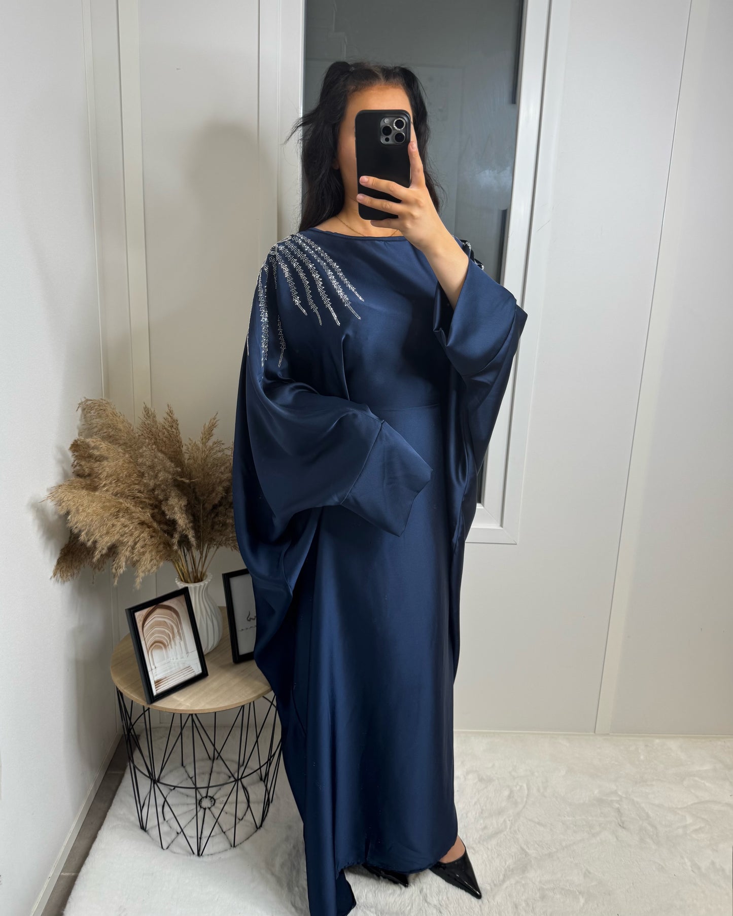 Abaya strass Tesnim bleu