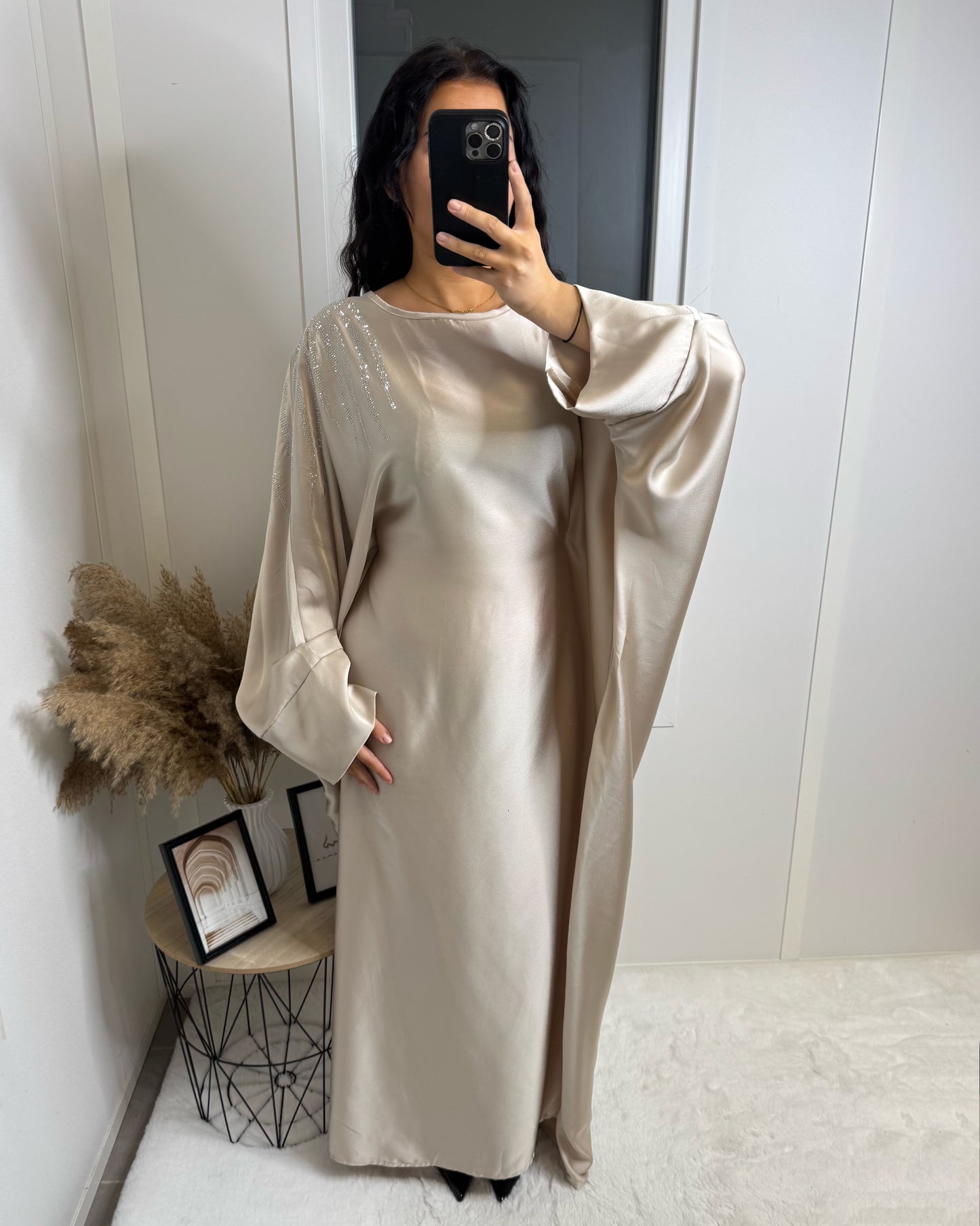 Abaya strass Tesnim beige