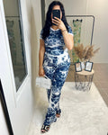 Ensemble motif Palma bleu