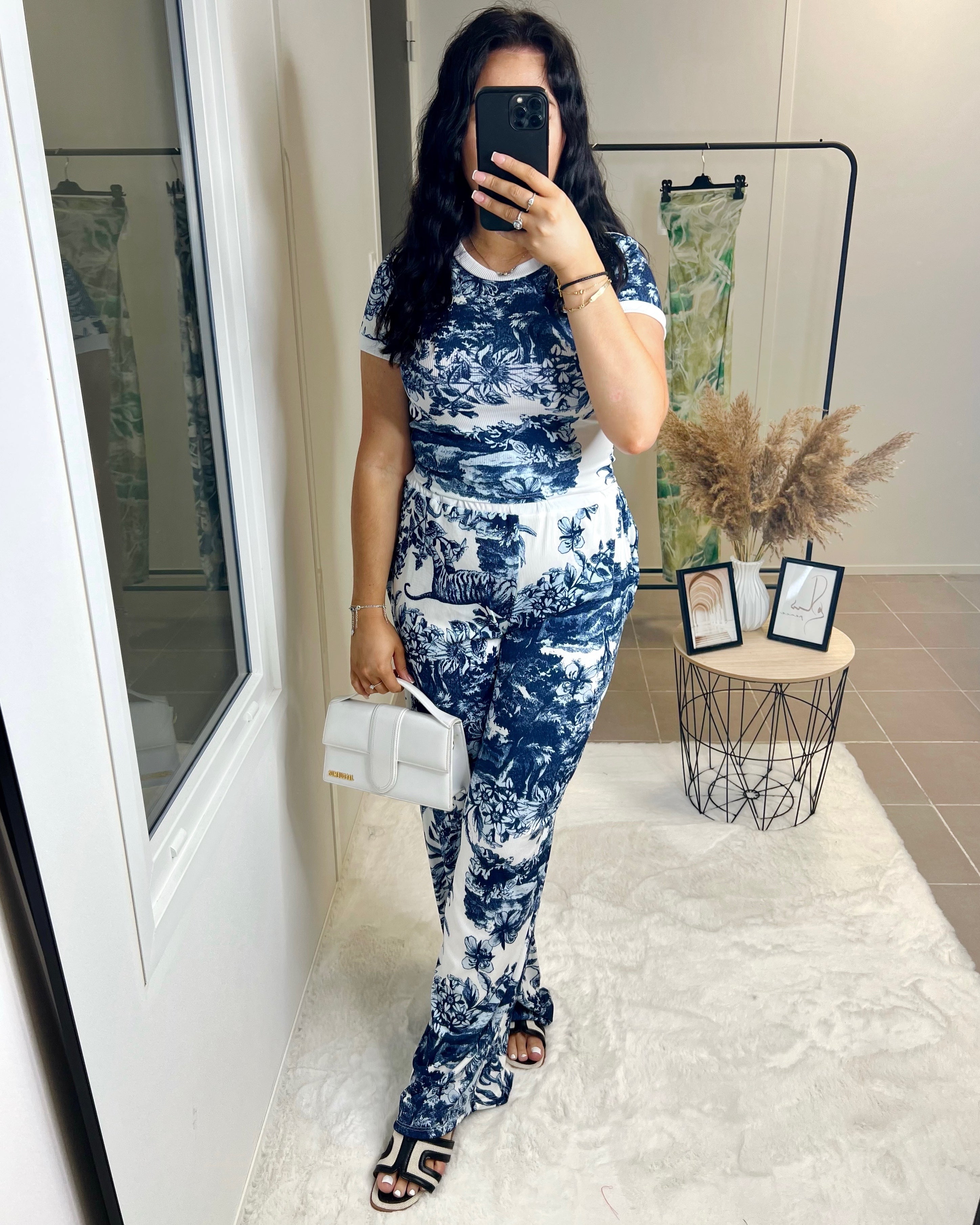 Ensemble motif Palma bleu