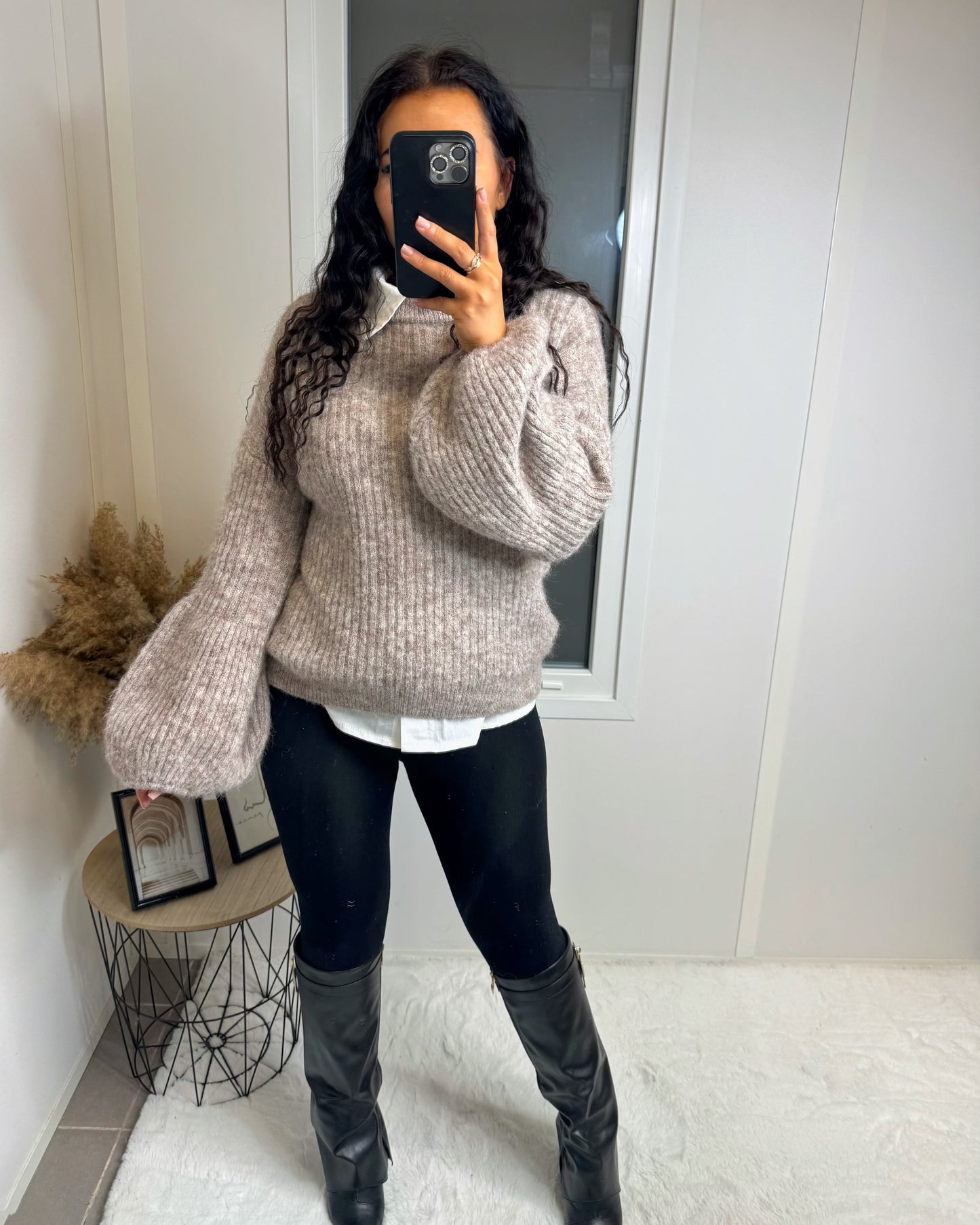 Pull manche bouffante Sora beige