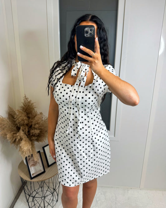 Robe pois Nawel blanc