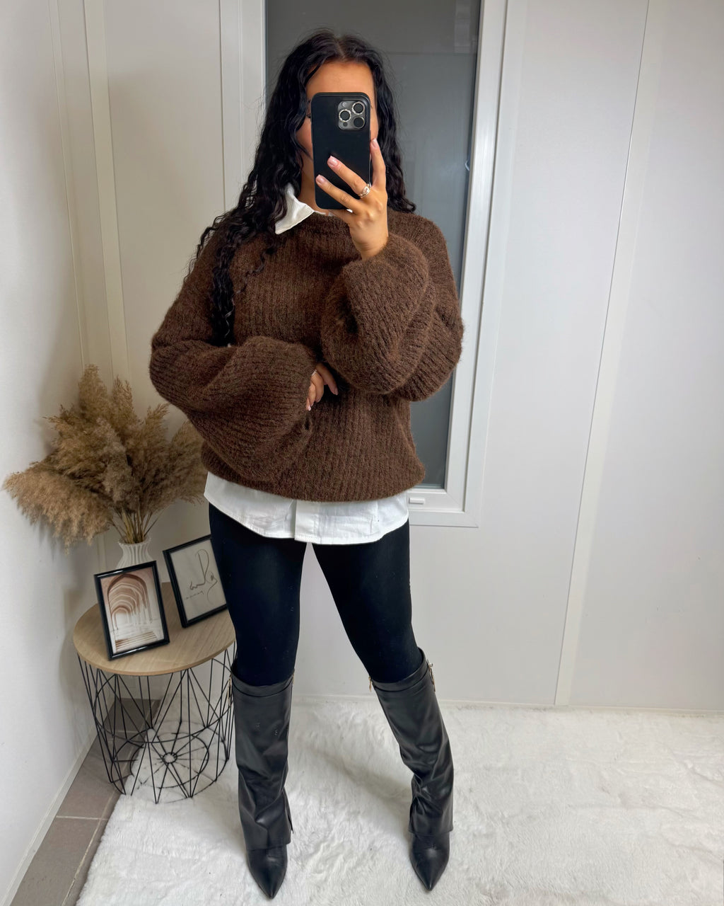 Pull manche bouffante Sora choco