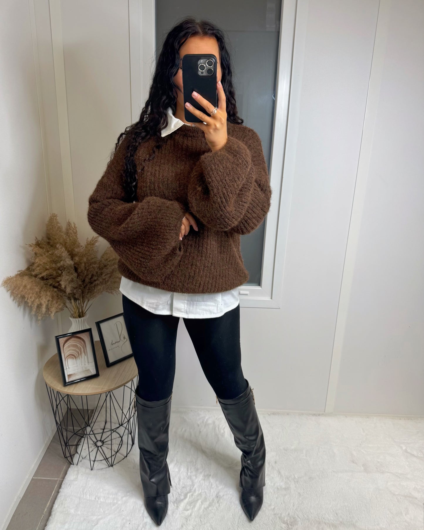 Pull manche bouffante Sora choco