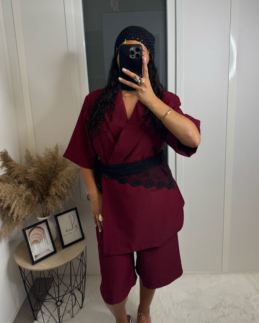 Ensemble Blazer Bermuda bordeaux