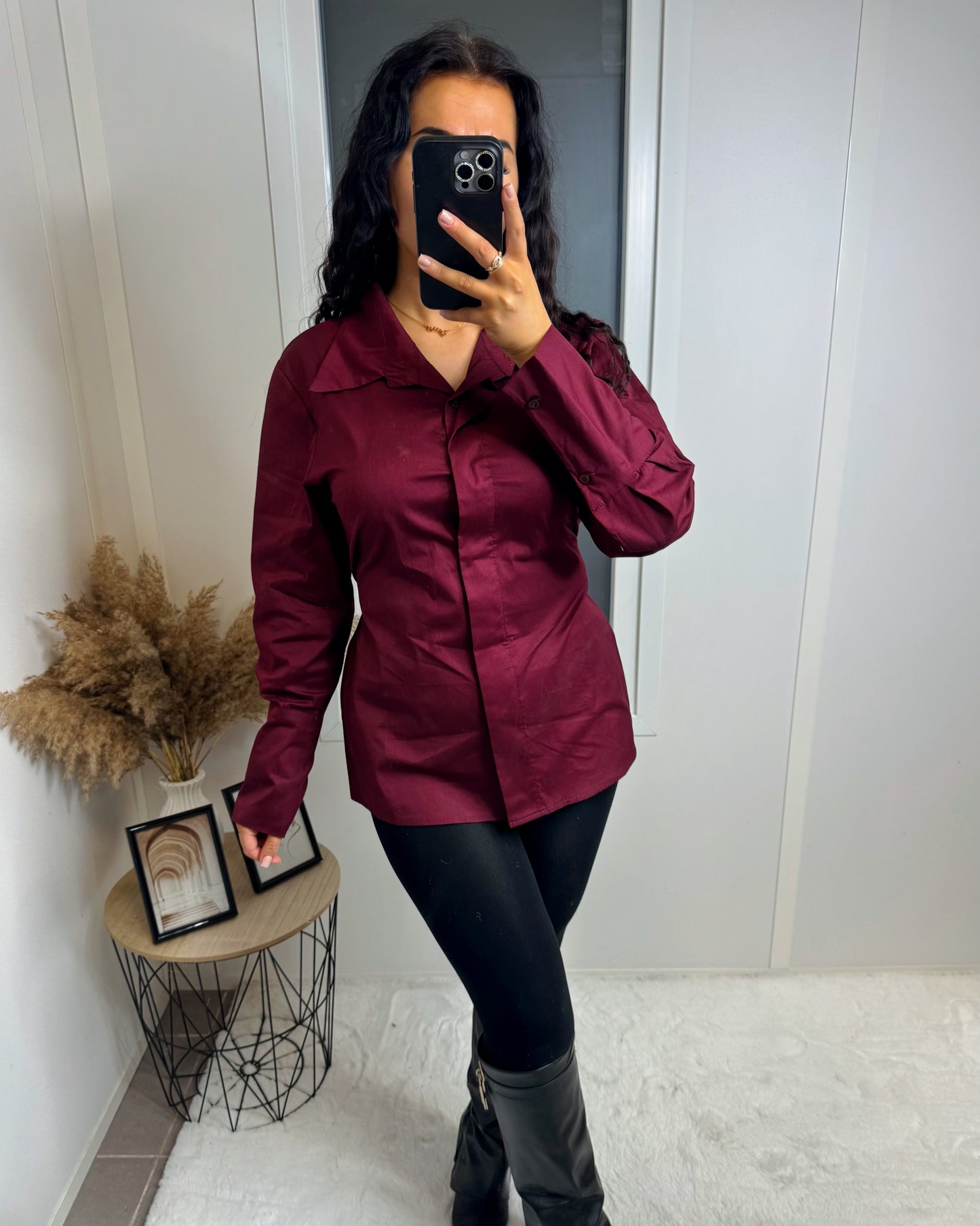 Chemise ceintré Lara bordeaux