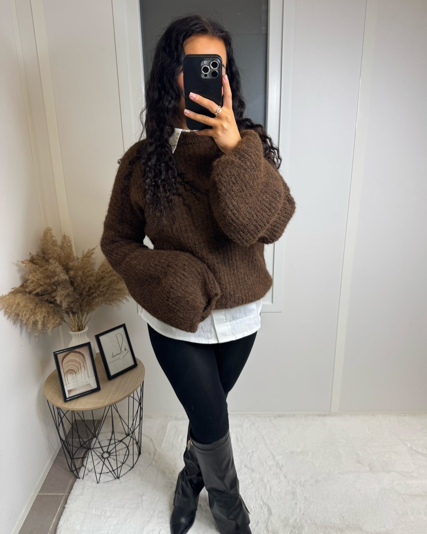 Pull manche bouffante Sora choco