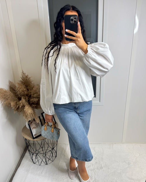 Chemise dos ouvert manche longue blanc