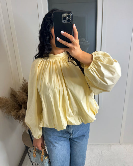 Chemise dos ouvert manche longue jaune
