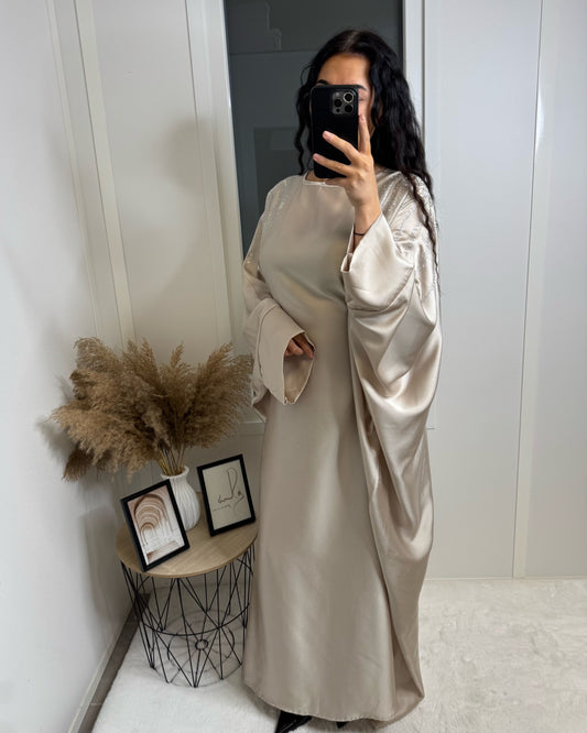 Abaya strass Tesnim beige