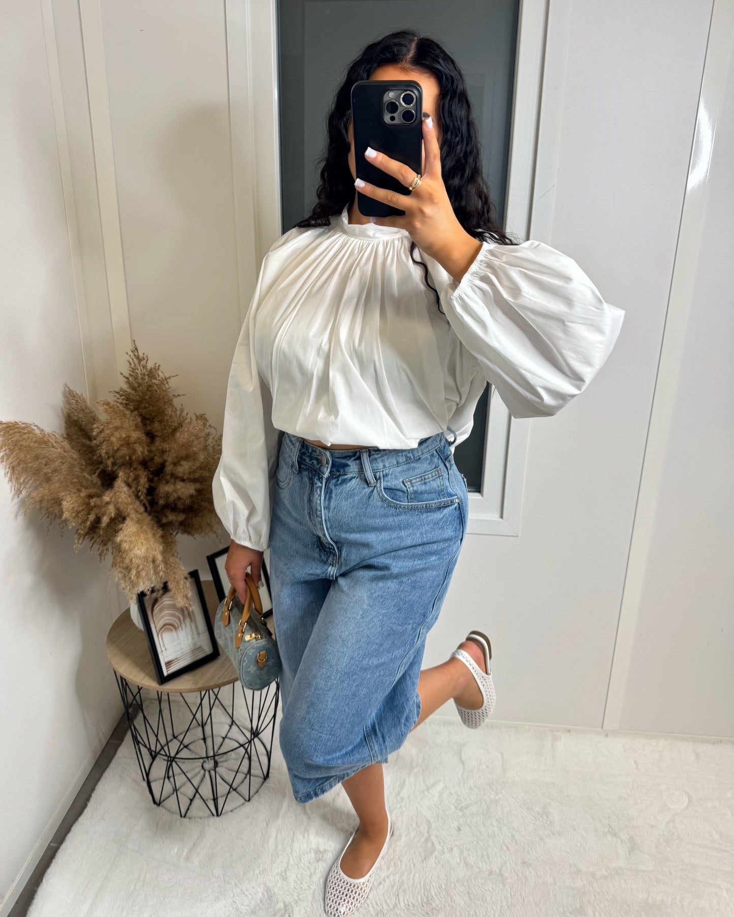 Chemise dos ouvert manche longue blanc