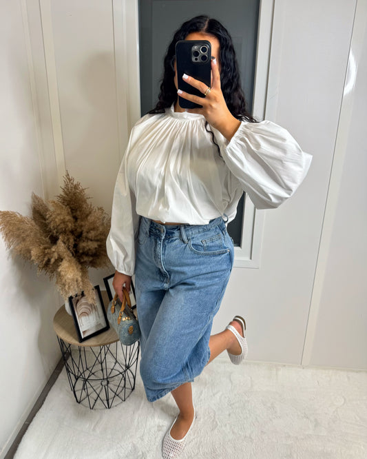 Chemise dos ouvert manche longue blanc