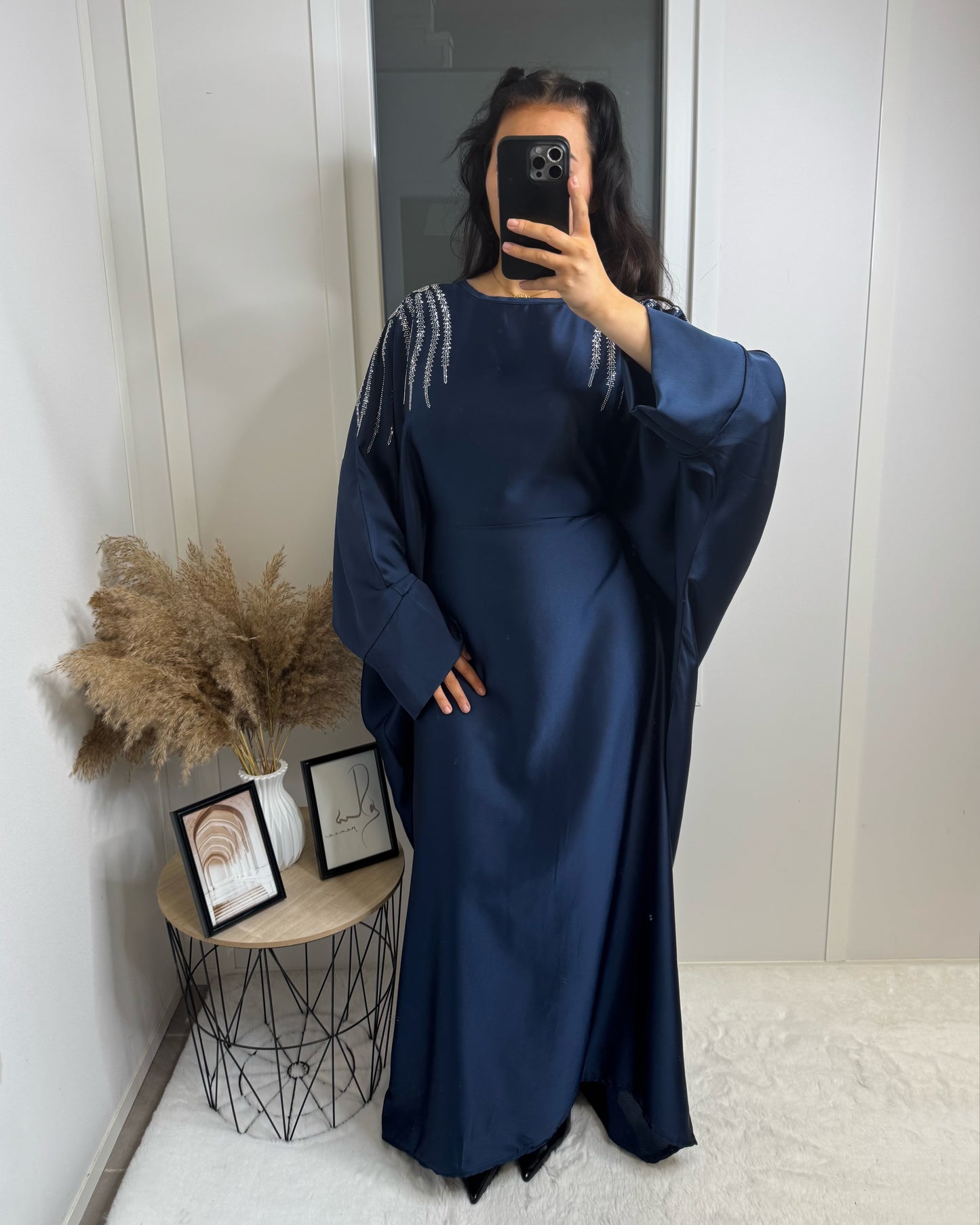 Abaya strass Tesnim bleu